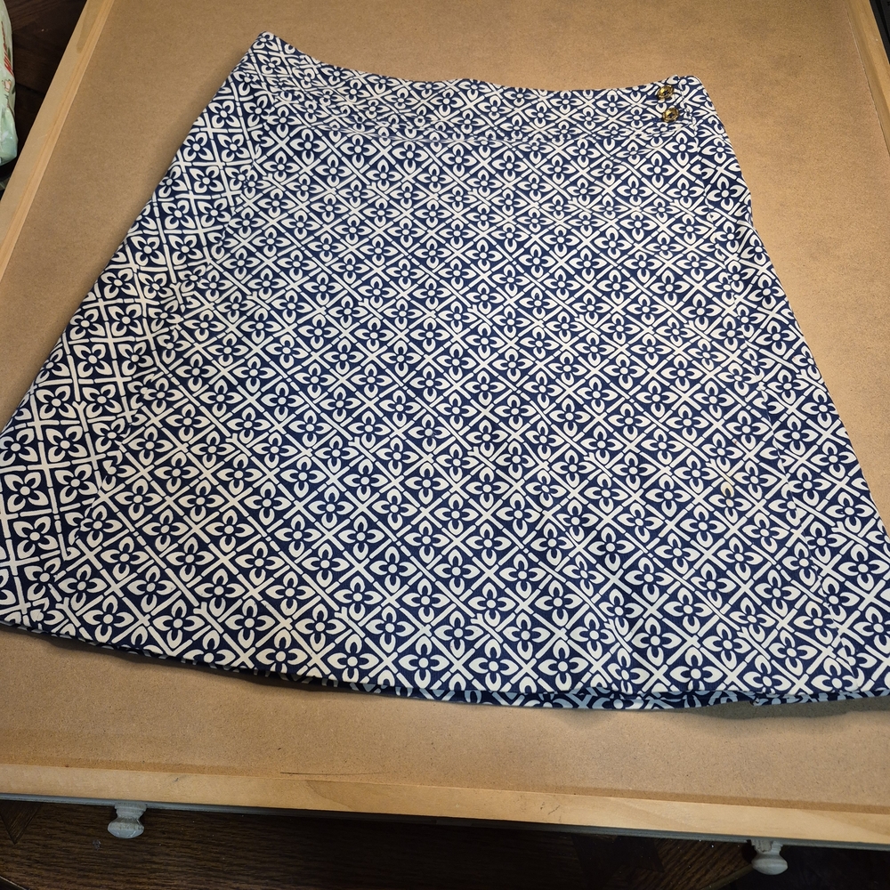 Lilly Pulitzer Navy and White Geometric Wrap Skirt
